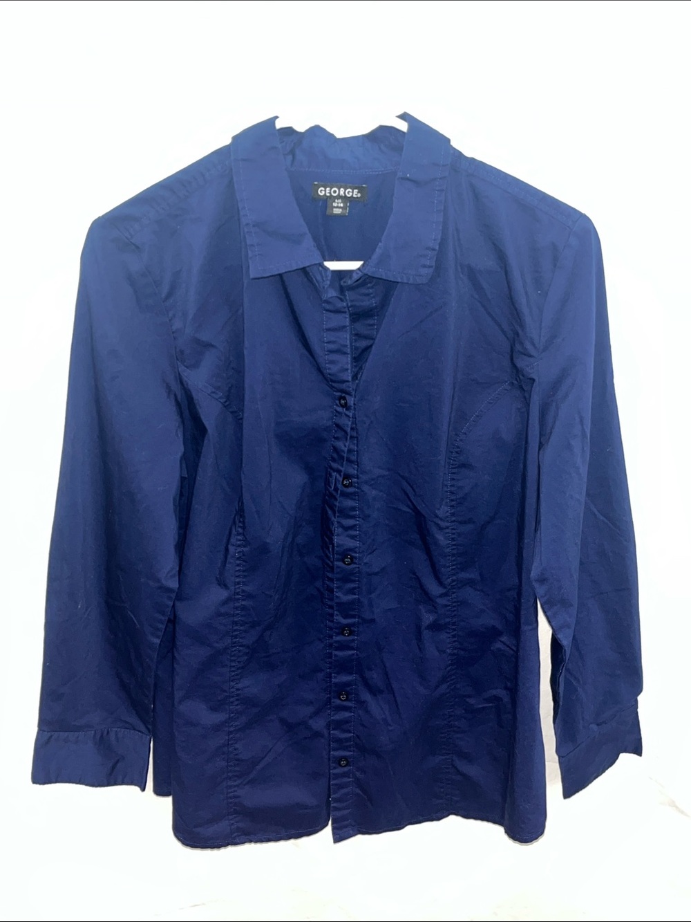 George Women’s Navy Blue Long-Sleeve Button-Down Shirt